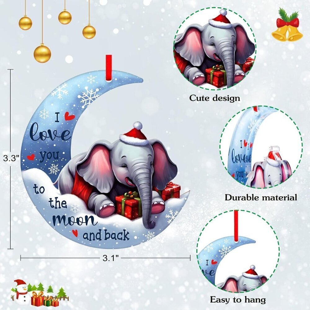 🆕 Elephant Christmas Ornaments Acrylic Tree Decoration Keepsake Party Supplies - Picture 3 of 7